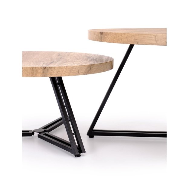 ANGER set of two, top - gold oak, legs - black
