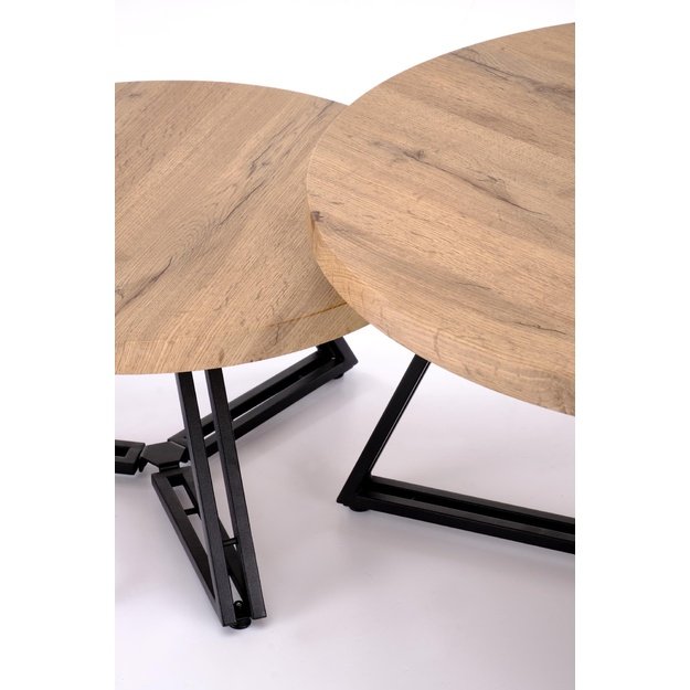 ANGER set of two, top - gold oak, legs - black