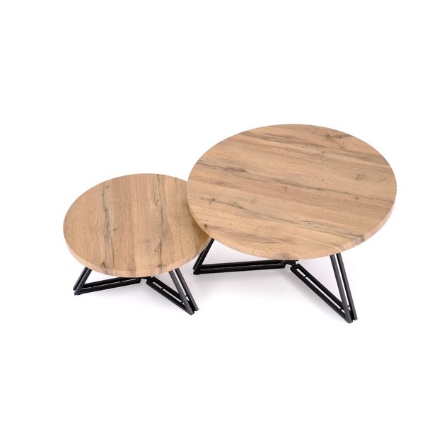 ANGER set of two, top - gold oak, legs - black