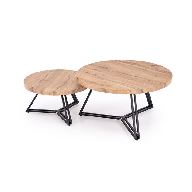 ANGER set of two, top - gold oak, legs - black