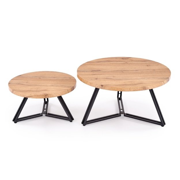 ANGER set of two, top - gold oak, legs - black