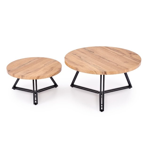 ANGER set of two, top - gold oak, legs - black