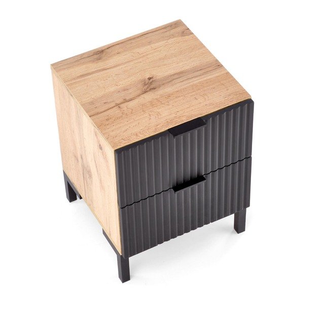 NELA bedside table, craft oak - black 1