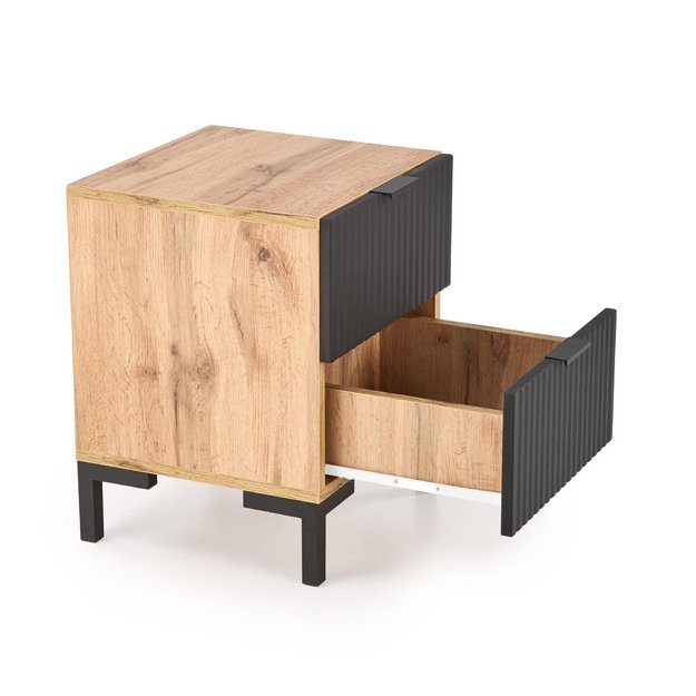 NELA bedside table, craft oak - black 5