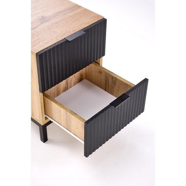 NELA bedside table, craft oak - black 6