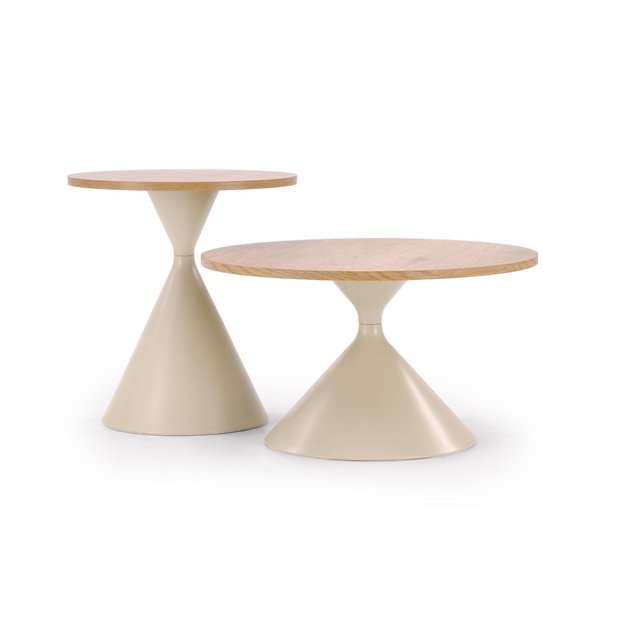 PILAR set of 2 c.tables natural oak / cashmere