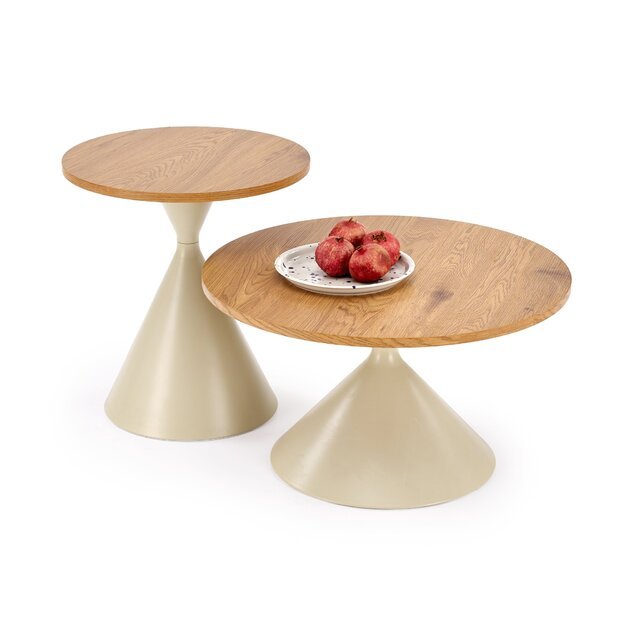 PILAR set of 2 c.tables natural oak / cashmere