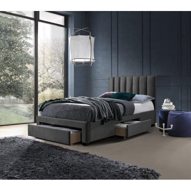GRACE 120 bed with drawers, color: grey