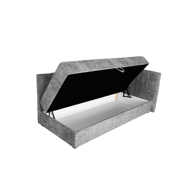 RICKY 90 bed with bedding container and built-in mattress, grey