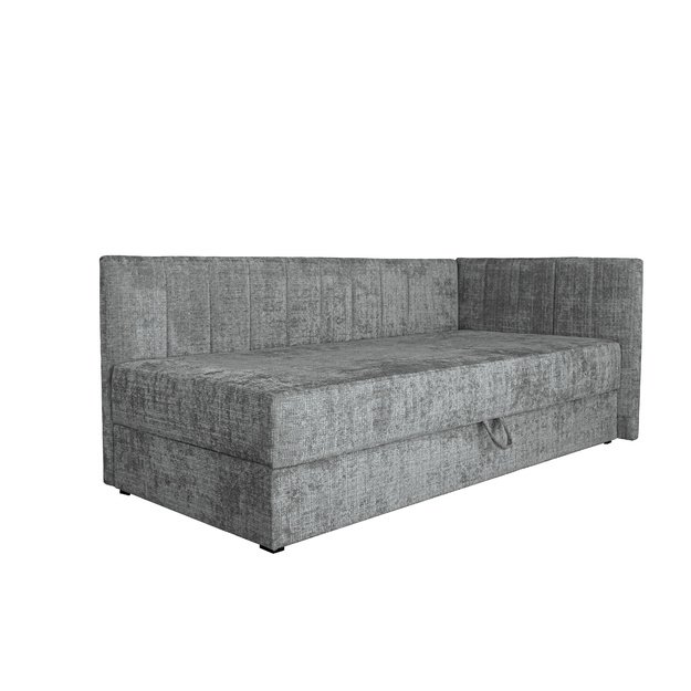 RICKY 90 bed with bedding container and built-in mattress, grey
