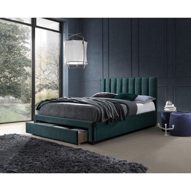 GRACE 140 bed with drawers, color: dark green 2