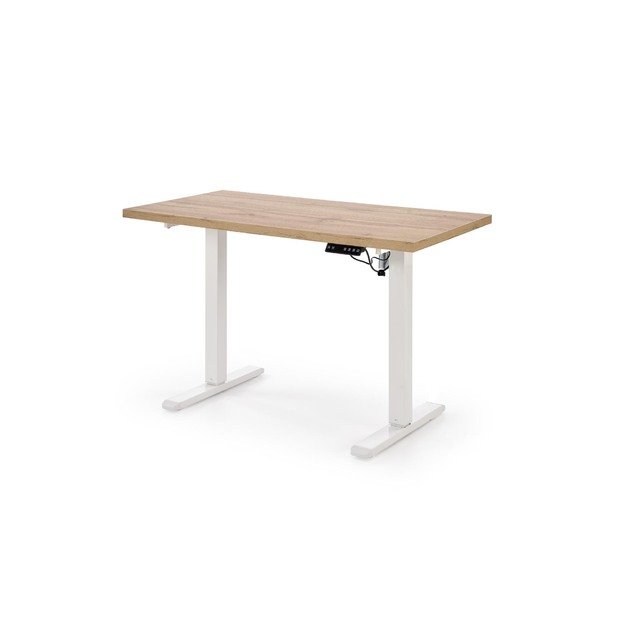 B/54 desk with adjustable height, top - artisan oak, frame - white 