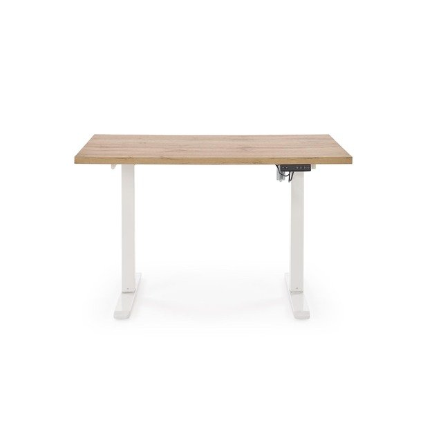 B/54 desk with adjustable height, top - artisan oak, frame - white  7