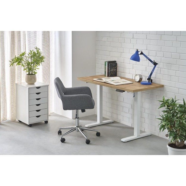 B/54 desk with adjustable height, top - artisan oak, frame - white  1