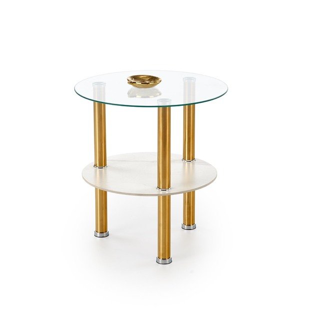 DUCAT S c.table, white marble / transparent / gold