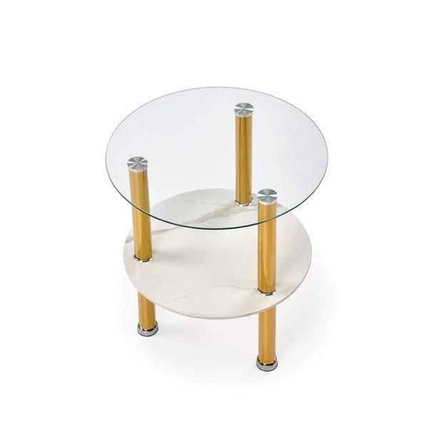 DUCAT S c.table, white marble / transparent / gold 6