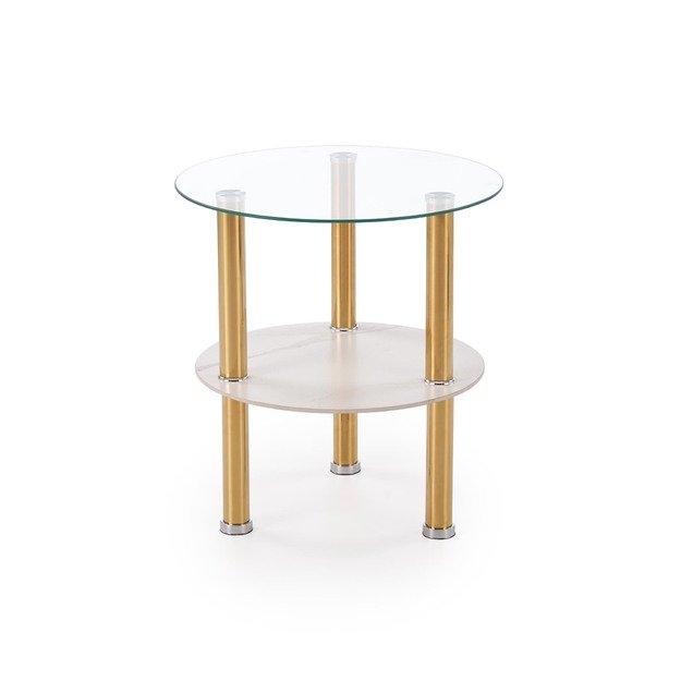 DUCAT S c.table, white marble / transparent / gold 4