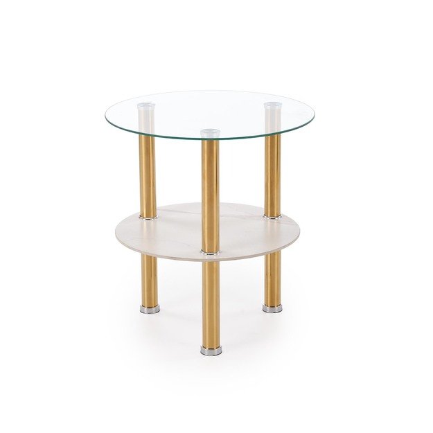 DUCAT S c.table, white marble / transparent / gold 5