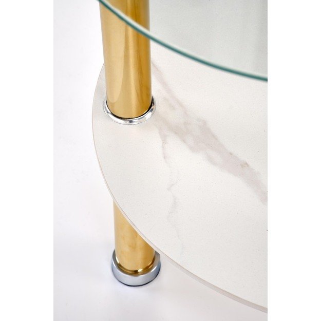 DUCAT S c.table, white marble / transparent / gold 2