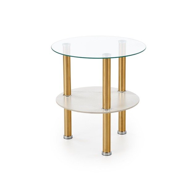 DUCAT S c.table, white marble / transparent / gold 1