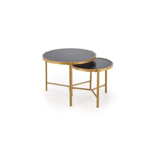 FATIMA  set of two coffee tables, black marble / gold 8