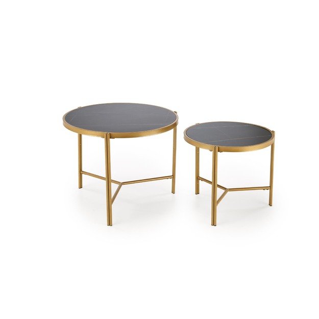 FATIMA  set of two coffee tables, black marble / gold 6