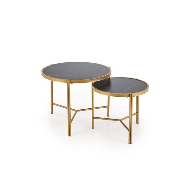 FATIMA  set of two coffee tables, black marble / gold 14