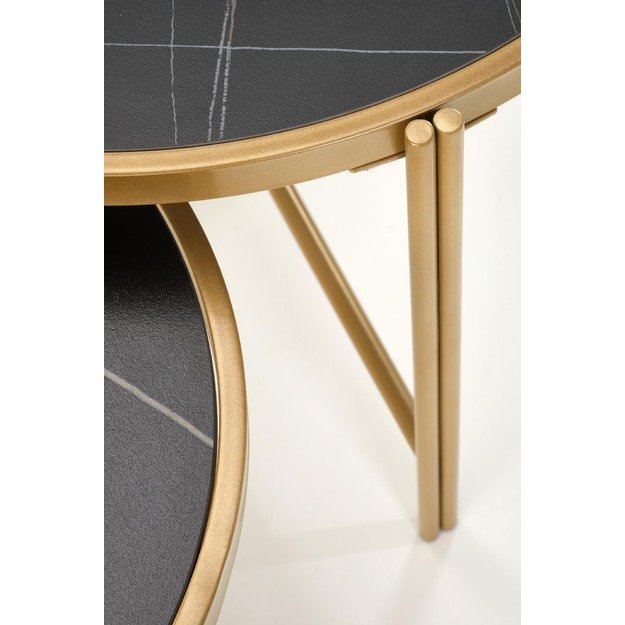 FATIMA  set of two coffee tables, black marble / gold 4