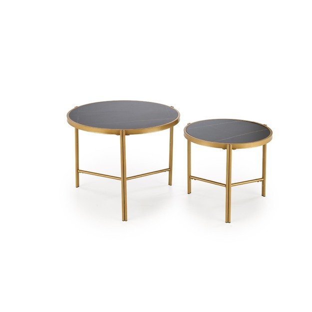 FATIMA  set of two coffee tables, black marble / gold 2