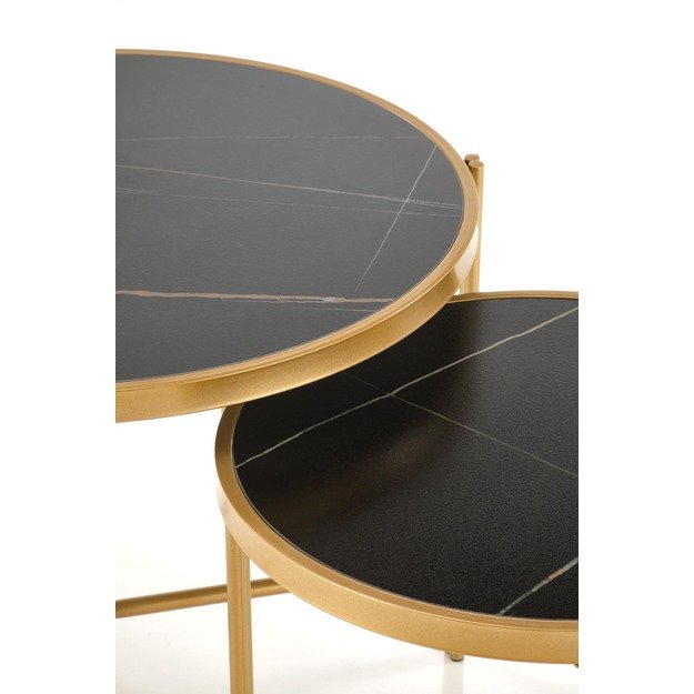 FATIMA  set of two coffee tables, black marble / gold 3
