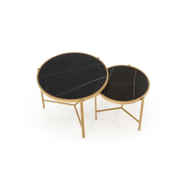 FATIMA  set of two coffee tables, black marble / gold 7