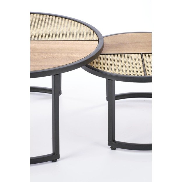 GARMINA set of two coffee tables, gold oak / black 15