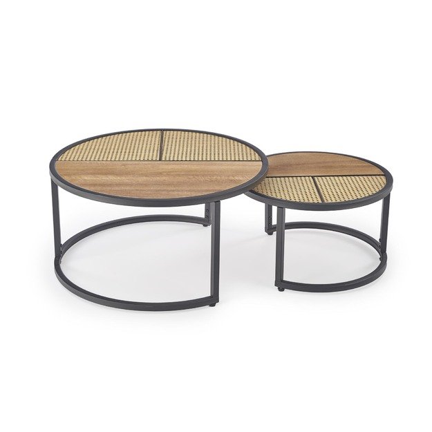 GARMINA set of two coffee tables, gold oak / black 8