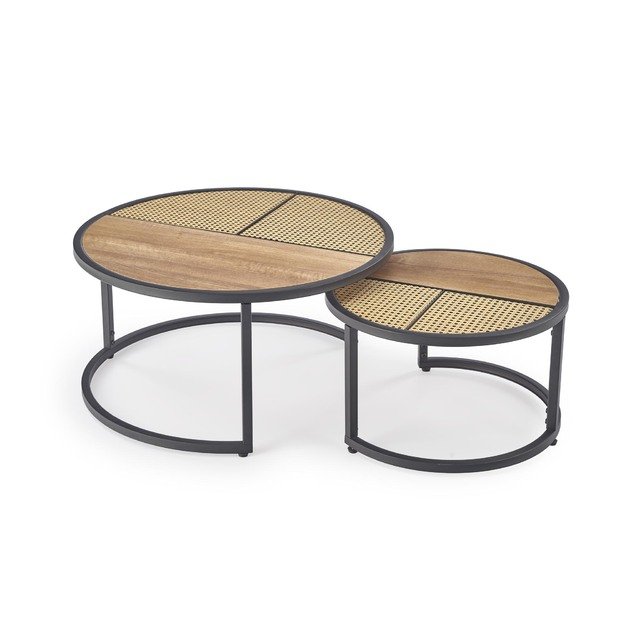 GARMINA set of two coffee tables, gold oak / black 18