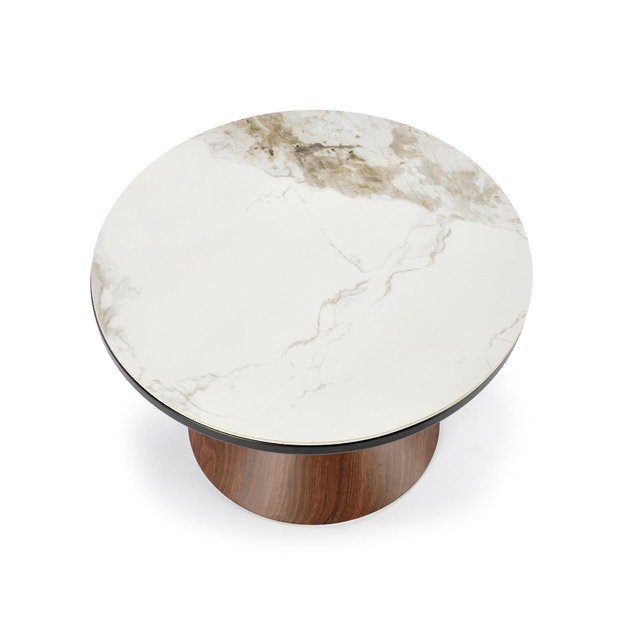GENESIS coffee table, white marble / walnut / gold 5
