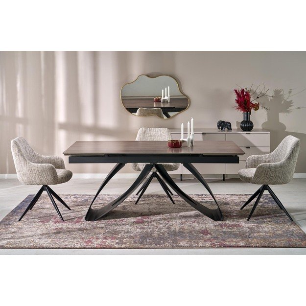 HILARIO extension table, walnut / black