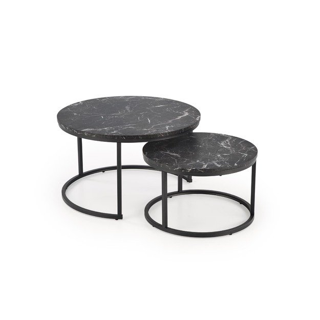 JAVA set of 2 c. tables, black marble / black 9