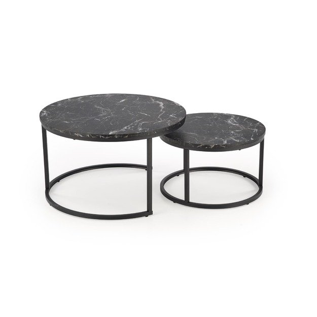 JAVA set of 2 c. tables, black marble / black 7