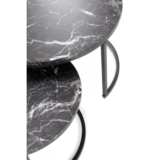 JAVA set of 2 c. tables, black marble / black 5