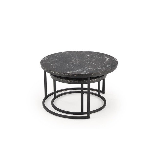 JAVA set of 2 c. tables, black marble / black 12
