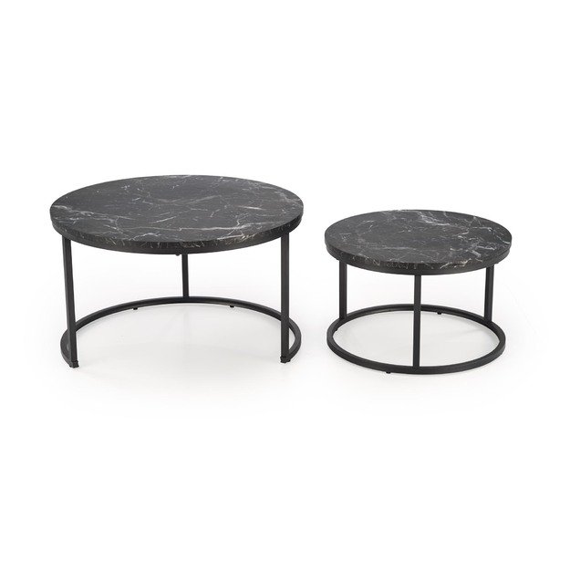 JAVA set of 2 c. tables, black marble / black 8
