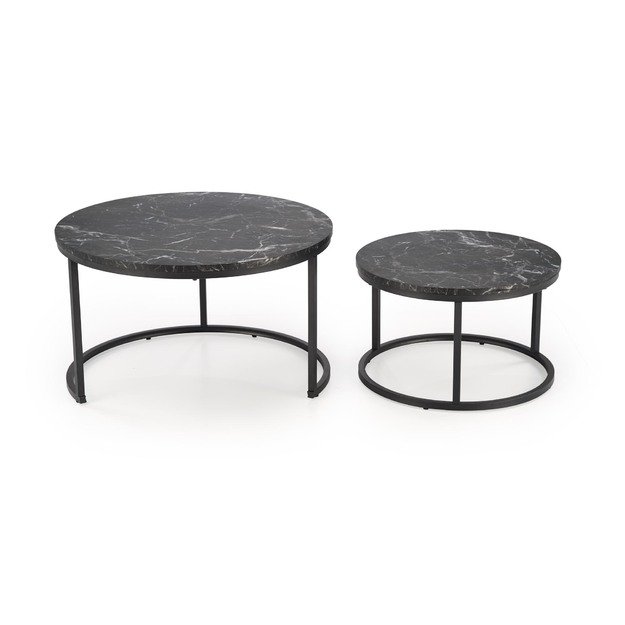 JAVA set of 2 c. tables, black marble / black 18