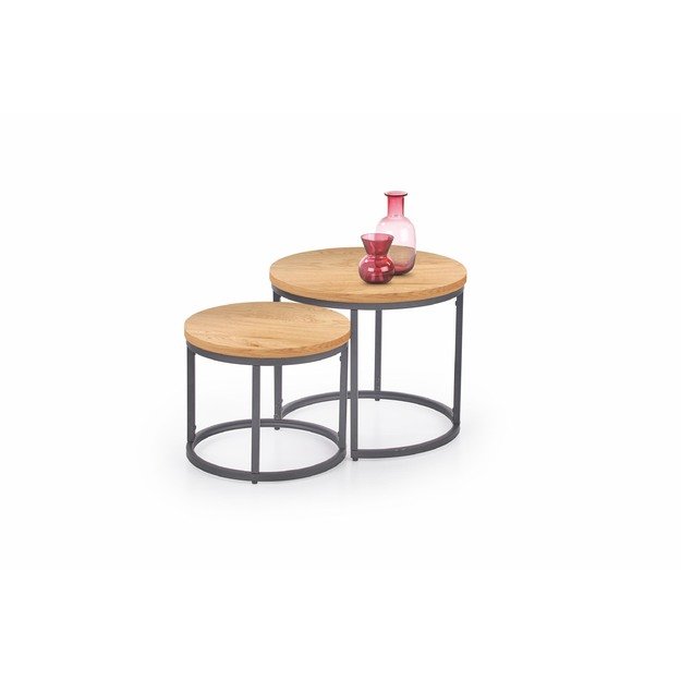 OREO set of two c. tables - golden oak / black