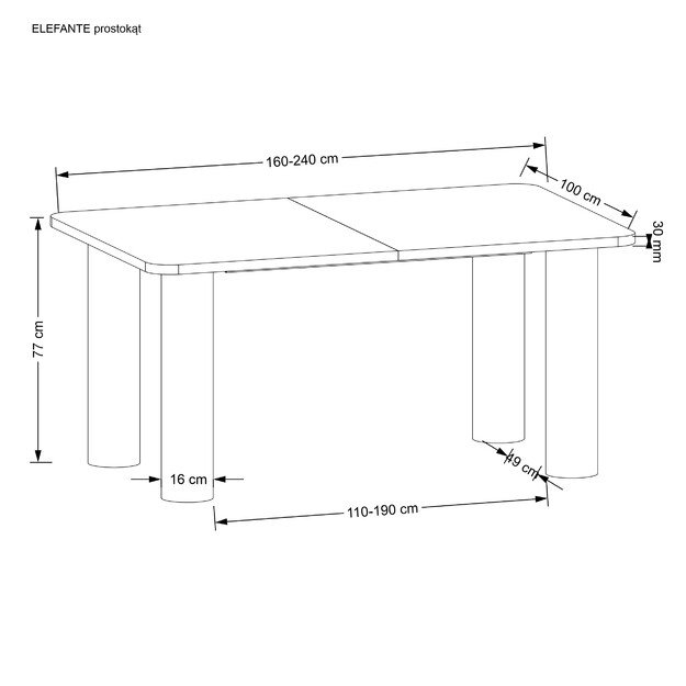 ELEFANTE RECTANGLE extension table, natural oak 28
