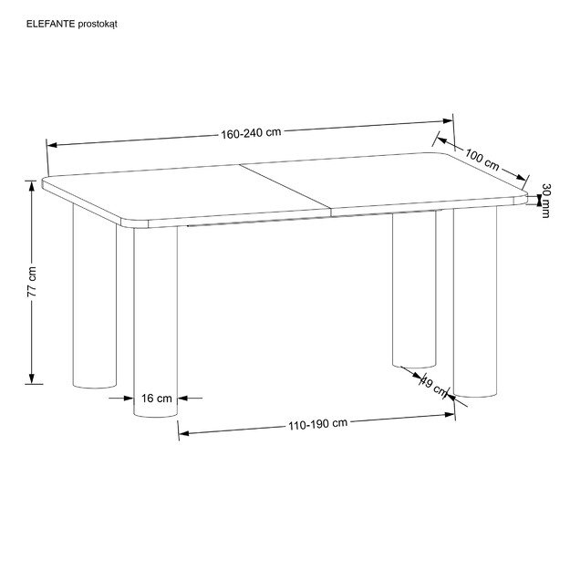 ELEFANTE RECTANGLE extension table, natural oak 10