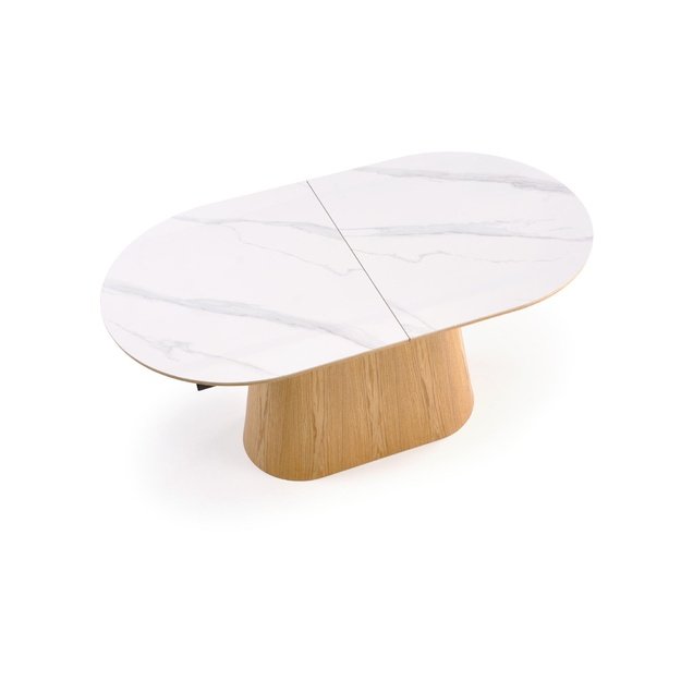 SIRIUS extension table, white marble / natural