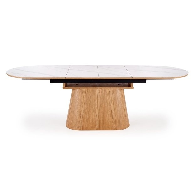 SIRIUS extension table, white marble / natural