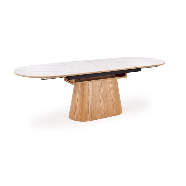 SIRIUS extension table, white marble / natural