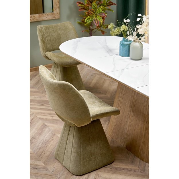 SIRIUS extension table, white marble / natural