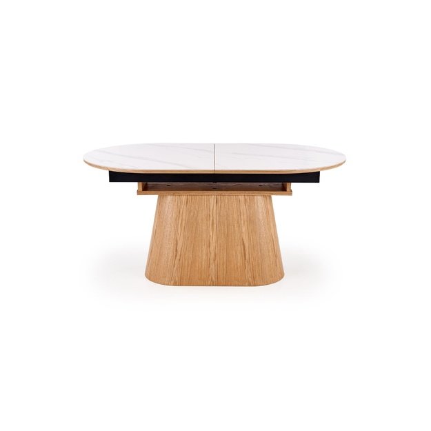SIRIUS extension table, white marble / natural